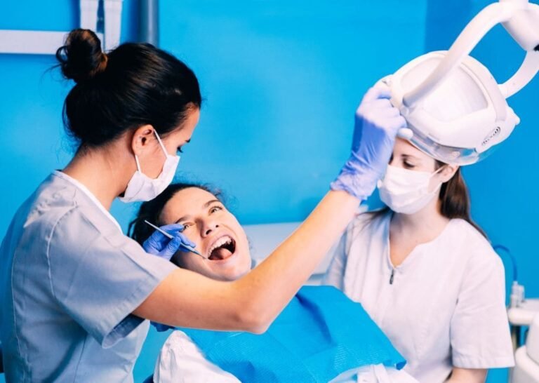 Woman getting emergency dental care in Ipswich.